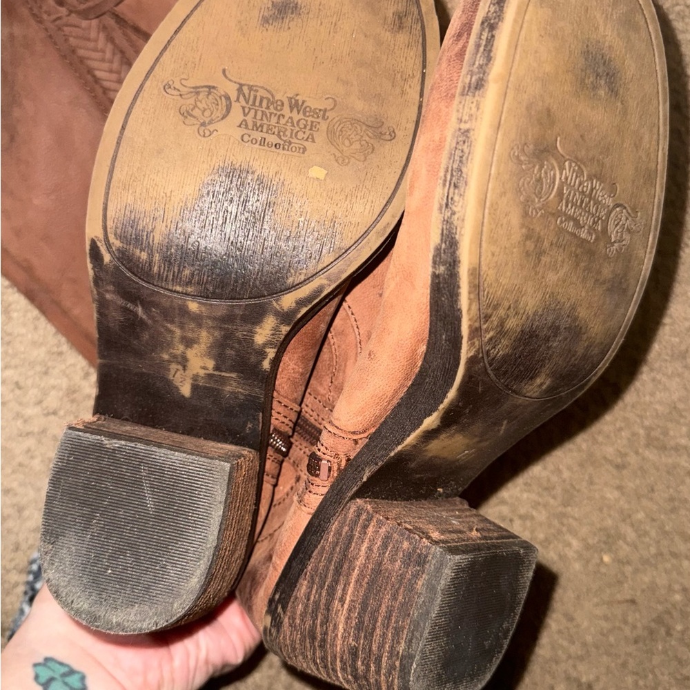 Nine West Vintage Tan Cowboy Boots